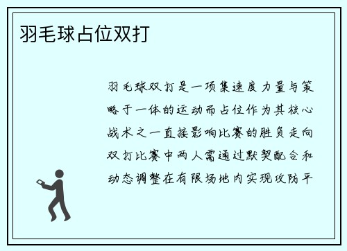 羽毛球占位双打